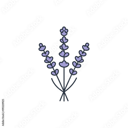 Lavender Stems Icon with Smooth Curved Style