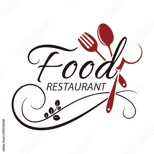 A sleek and modern logo depicting a fork and knife subtly forming a leaf representing fresh elegant dining experiences