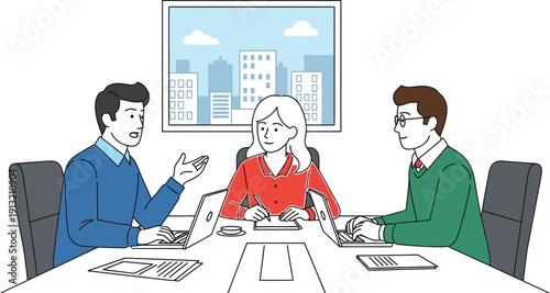 Business meeting in a modern office setting with colleagues