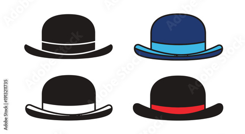 Bowler Hat Line art colorful creative design illustration