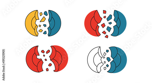 Breakdown Line art creative modern abstract illustration