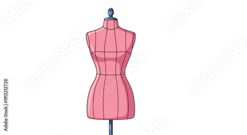 Pink sewing mannequin for dressmaking stands prominently on a white background as an essential tool for fashion designers.
