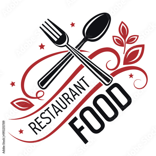A sleek and modern logo featuring a stylized fork and knife representing a sophisticated dining experience and culinary artistry