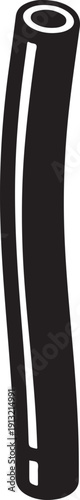 Black curved tube with white stripe and opening pipe hose