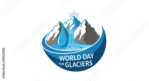 Celebrating World Day for Glaciers with Illustrations of Melting Ice and Mountains
