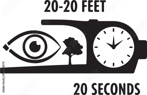 Black of an eye a tree and a clock with text time vision d
