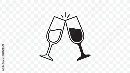 Elegant Wine Glasses Cheers Celebration Icon