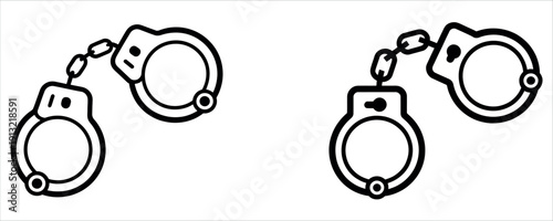 Handcuffs for Law Enforcement and Justice Security Icons Set Vector Illustration.