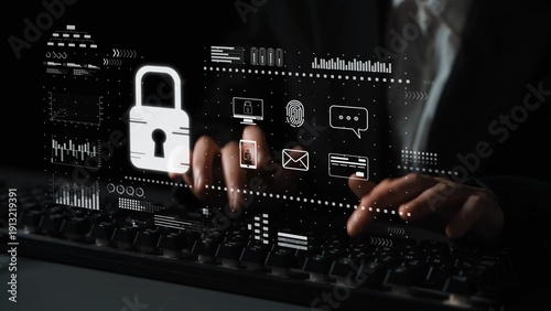 Tableau sur toile Cyber security safeguards data and systems