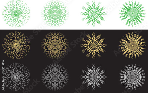 Set of vector Mandela floral elements. Pattern set in the form of a mandala. Henna tatoo mandala. Mehndi style. Vector mandala ornament, geometric graphics, embroidery, pattern, ready template.