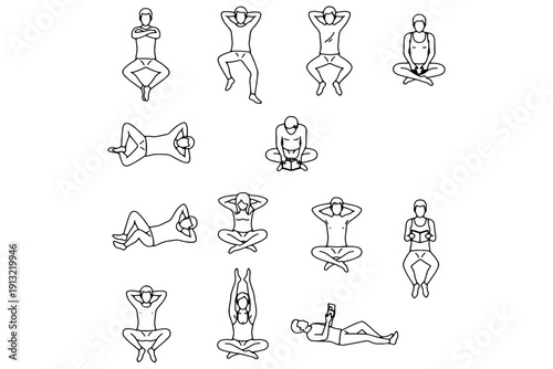 Architectural Vector of People – Clean Line Top View Silhouettes