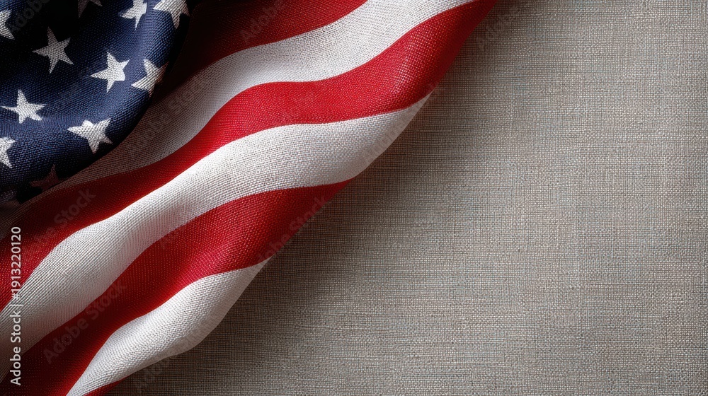 Obraz premium American flag waving on canvas texture background, national celebration and independence day concept