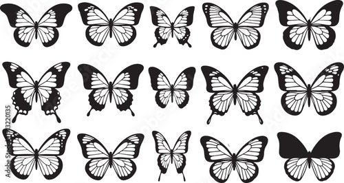 A collection of diverse butterfly illustrations showcasing various patterns and designs.