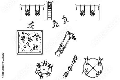 Children Playground CAD Blocks – Top View Kids Playing Vector for Architectural Plans