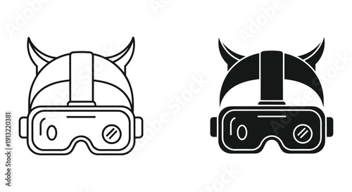 Viking helmet with VR goggles vector illustration flat design futuristic theme