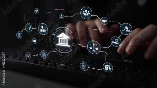 Wallpaper Mural Futuristic digital law interface displaying justice scale, highlighting digital law, AI compliance, digital law systems, and digital law regulations for secure governance. Muxer Torontodigital.ca
