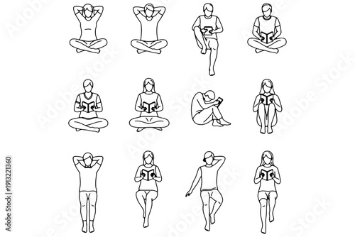 Top View People Vector – Minimal Silhouettes for Architectural Drawings