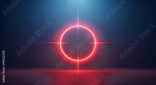 Wallpaper Mural Dramatic neon circle with crosshair in spotlight creates intense atmosphere and visual impact Torontodigital.ca