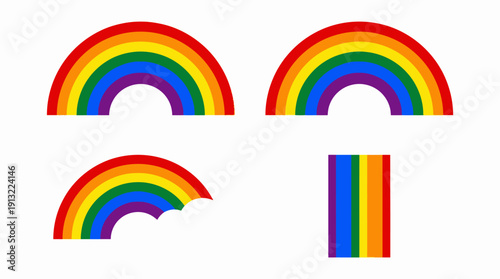 Rainbow colorful symbol icons set. Spring Vector Packs. EPS Editable