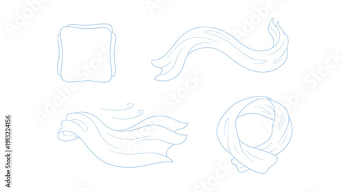 Scarf illustration set in various styles. Spring Vector Packs. EPS Editable