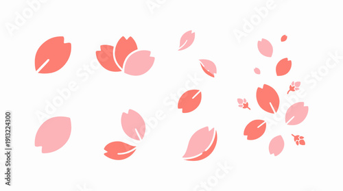 Pink cherry blossom petals falling gently. Spring Vector Packs. EPS Editable