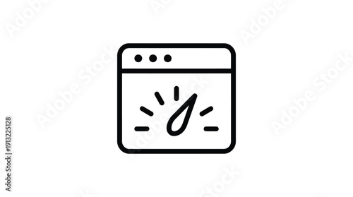Simple line icon of a browser window with loading animation.