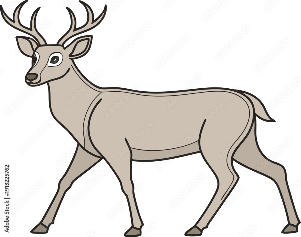 Obraz premium Reindeer Wildlife Animal Illustration. Arctic Reindeer Standing Pose. Majestic Reindeer Forest Animal. Nordic Reindeer Nature Scene. Winter Reindeer Isolated Animal. Wild Reindeer Full Body View