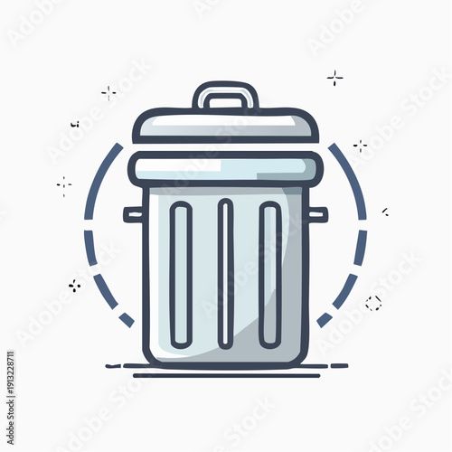 Sleek and Functional Vector Icon of a Modern Trash Can, Symbolizing Deletion, Waste Disposal, and Recycling, Ideal for Digital Interface Design and Environmental Concepts