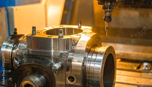 Metal part being machined on a CNC milling machine