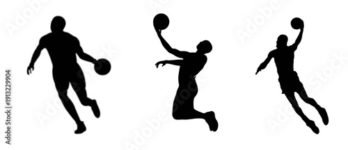 basketball players silhouettes vector in different actions