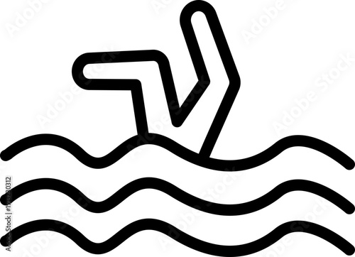 Synchronized Swimming Line Icon, Minimal Artistic Swimming Outline, Swimming Team Sport Symbol