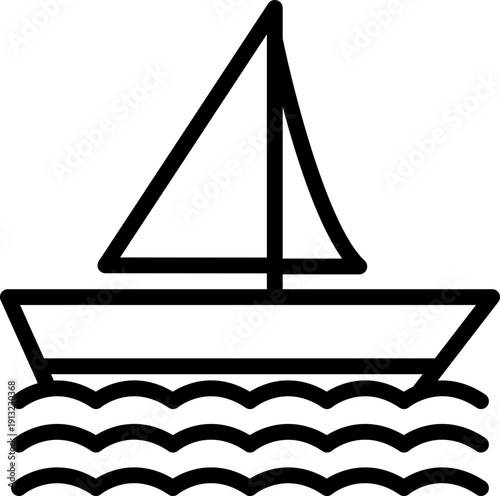 Sailing Boat Icon Vector, Sailboat Symbol Flat Design, Sailing Icon Isolated Illustration