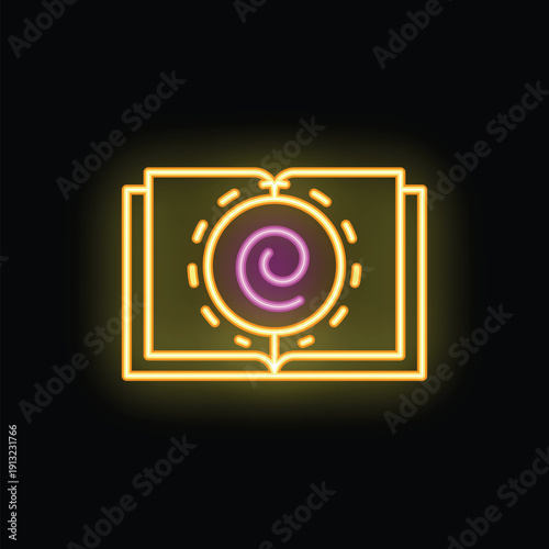 Glowing neon line open book with copyright showing concept of intellectual property