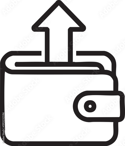 Up arrow entering wallet icon