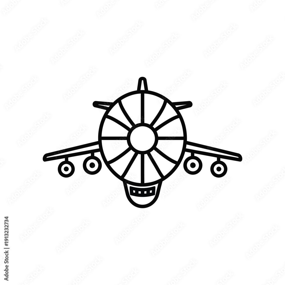 Obraz premium Vintage-style airplane with a smiling propeller and wings