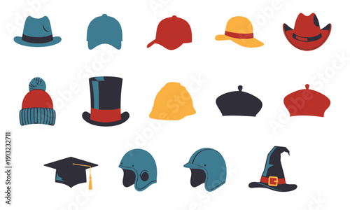 Collection of diverse hats and headwear for various occasions and styles