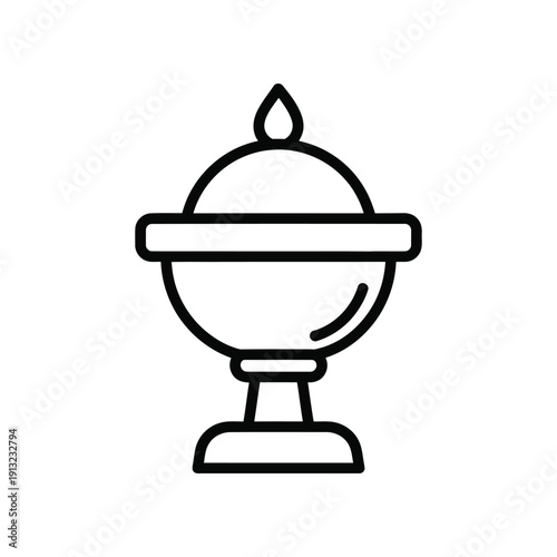 A stylized graphic of an ancient roman censer used for burning incense