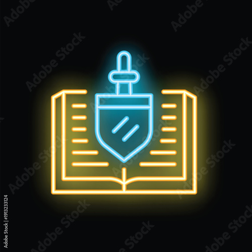 This neon sign is perfect for representing the festival of hanukkah, with its bright colors and festive subject