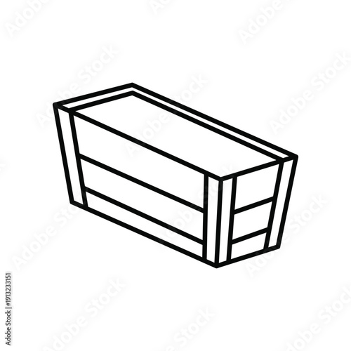 Simple line drawing of a rectangular shipping crate with visible slats.
