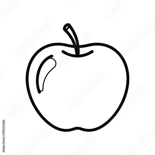 Simple line drawing of a classic apple with a small bite taken out of it