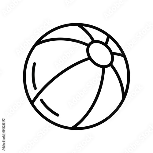 Classic black and white beach ball with a simple design and white circular hole