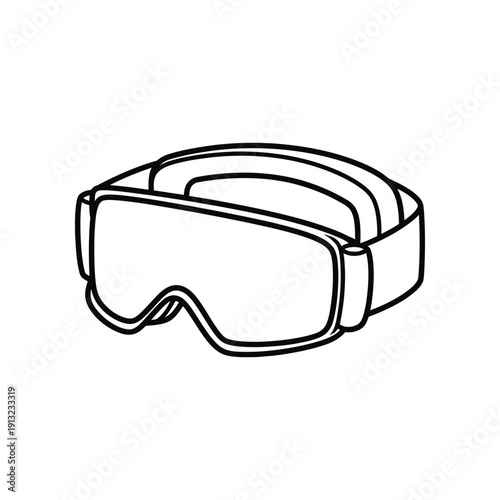A stylized illustration of protective goggles designed for winter sports or outdoor activities