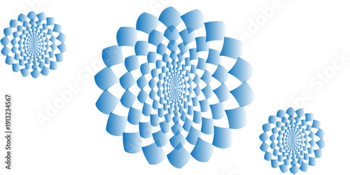 A bright blue background with a promising circular vortex gradient. An artistic background of halftone dots in a blue and white color scheme. Modern Vector Art.
