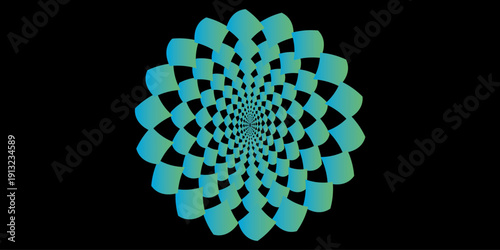 A bright green background with a promising circular vortex gradient. An artistic background of halftone dots in a green and white color scheme. Modern Vector Art.