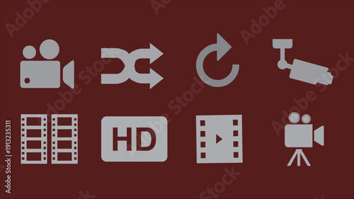 Media Selection Icons Set for Audio and Video Player UI Vector