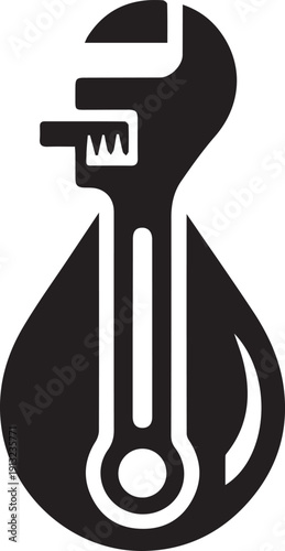 Plumbing Wrench Water Drop Icon