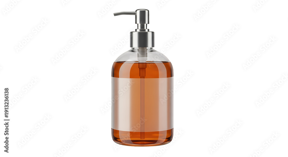 Fototapeta premium A dispenser bottle with soap isolated on transparent background viewed from the front