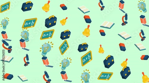 School supplies like briefcases, microscopes, chalkboards, and educational items. Great for educational websites, backtoschool promotions, and classroomrelated designs.