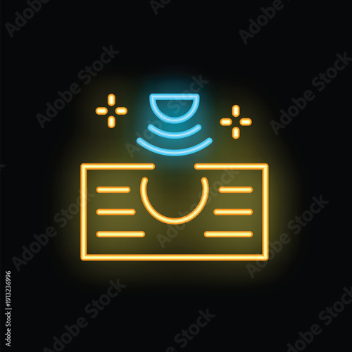 Neon sign representing a contactless payment system using nfc technology to transfer money