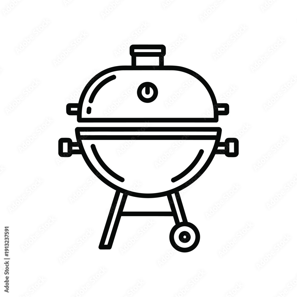 Fototapeta premium Simple illustration of a classic outdoor charcoal grill for barbecuing